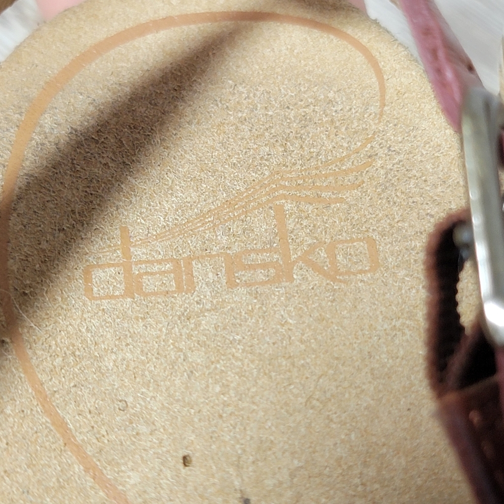 Dansko Brown Leather Slingback Clogs - Picture 11 of 12